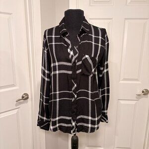 NWT Rails Hunter Plaid Button-Down Flannel in Black and White, Sz S
